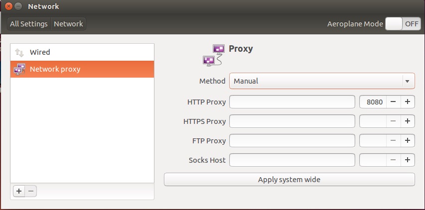 Adding proxy settings